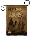 Let Us Adore Him - Nativity Winter Vertical Impressions Decorative Flags HG114111 Made In USA