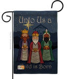 Child is Born - Nativity Winter Vertical Impressions Decorative Flags HG114129 Made In USA