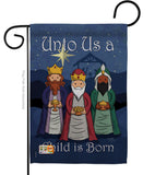 Child is Born - Nativity Winter Vertical Impressions Decorative Flags HG114129 Made In USA