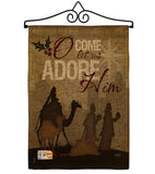 Let Us Adore Him - Nativity Winter Vertical Impressions Decorative Flags HG114111 Made In USA