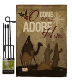 Let Us Adore Him - Nativity Winter Vertical Impressions Decorative Flags HG114111 Made In USA