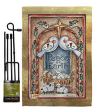 Peace on Earth Doves & Nativity - Nativity Winter Vertical Impressions Decorative Flags HG114125 Made In USA