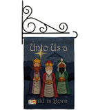 Child is Born - Nativity Winter Vertical Impressions Decorative Flags HG114129 Made In USA