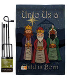 Child is Born - Nativity Winter Vertical Impressions Decorative Flags HG114129 Made In USA