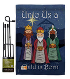 Child is Born - Nativity Winter Vertical Impressions Decorative Flags HG114129 Made In USA