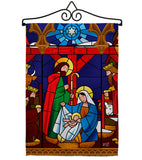 Stained Glass Nativity - Nativity Winter Vertical Impressions Decorative Flags HG137300 Made In USA