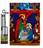 Stained Glass Nativity - Nativity Winter Vertical Impressions Decorative Flags HG137300 Made In USA