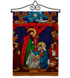 Stained Glass Nativity - Nativity Winter Vertical Impressions Decorative Flags HG137300 Made In USA