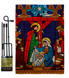 Stained Glass Nativity - Nativity Winter Vertical Impressions Decorative Flags HG137300 Made In USA