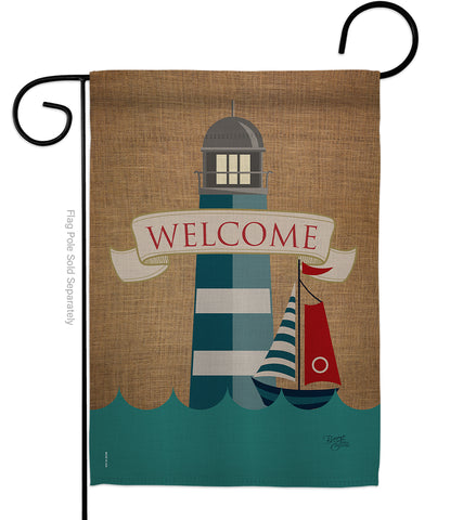 Lighthouse & Sailboat - Nautical Coastal Vertical Impressions Decorative Flags HG107046 Made In USA