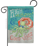 Octopus Good Vibes - Nautical Coastal Vertical Impressions Decorative Flags HG107062 Made In USA