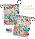 Love Lives Here - Nautical Coastal Vertical Impressions Decorative Flags HG107064 Made In USA
