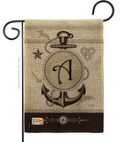 Nautical A Initial - Nautical Coastal Vertical Impressions Decorative Flags HG130183 Made In USA