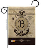 Nautical B Initial - Nautical Coastal Vertical Impressions Decorative Flags HG130184 Made In USA