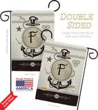 Nautical F Initial - Nautical Coastal Vertical Impressions Decorative Flags HG130188 Made In USA