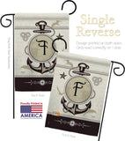 Nautical F Initial - Nautical Coastal Vertical Impressions Decorative Flags HG130188 Made In USA