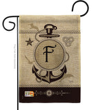 Nautical F Initial - Nautical Coastal Vertical Impressions Decorative Flags HG130188 Made In USA