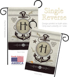 Nautical H Initial - Nautical Coastal Vertical Impressions Decorative Flags HG130190 Made In USA