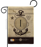 Nautical I Initial - Nautical Coastal Vertical Impressions Decorative Flags HG130191 Made In USA