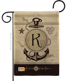 Nautical K Initial - Nautical Coastal Vertical Impressions Decorative Flags HG130193 Made In USA