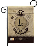 Nautical L Initial - Nautical Coastal Vertical Impressions Decorative Flags HG130194 Made In USA