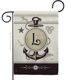 Nautical L Initial - Nautical Coastal Vertical Impressions Decorative Flags HG130194 Made In USA