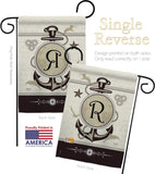 Nautical R Initial - Nautical Coastal Vertical Impressions Decorative Flags HG130200 Made In USA