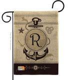 Nautical R Initial - Nautical Coastal Vertical Impressions Decorative Flags HG130200 Made In USA