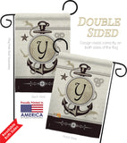 Nautical Y Initial - Nautical Coastal Vertical Impressions Decorative Flags HG130207 Made In USA