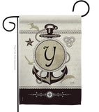 Nautical Y Initial - Nautical Coastal Vertical Impressions Decorative Flags HG130207 Made In USA