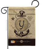 Nautical Y Initial - Nautical Coastal Vertical Impressions Decorative Flags HG130207 Made In USA