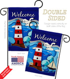 Welcome Red Lighthouse - Nautical Coastal Vertical Impressions Decorative Flags HG137077 Made In USA