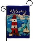 Welcome Red Lighthouse - Nautical Coastal Vertical Impressions Decorative Flags HG137077 Made In USA