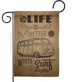 Life is Better When you Surf Kombi Bus - Nautical Coastal Vertical Impressions Decorative Flags HG191193 Made In USA