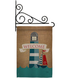 Lighthouse & Sailboat - Nautical Coastal Vertical Impressions Decorative Flags HG107046 Made In USA