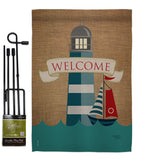 Lighthouse & Sailboat - Nautical Coastal Vertical Impressions Decorative Flags HG107046 Made In USA