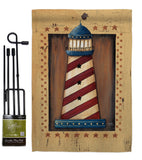 Patriotic Lighthouse - Nautical Coastal Vertical Impressions Decorative Flags HG107056 Made In USA