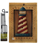 Patriotic Lighthouse - Nautical Coastal Vertical Impressions Decorative Flags HG107056 Made In USA