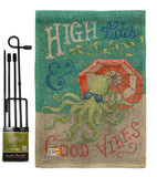 Octopus Good Vibes - Nautical Coastal Vertical Impressions Decorative Flags HG107062 Made In USA