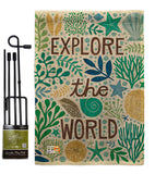 Explore The World - Nautical Coastal Vertical Impressions Decorative Flags HG107063 Made In USA