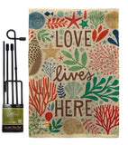 Love Lives Here - Nautical Coastal Vertical Impressions Decorative Flags HG107064 Made In USA