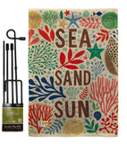 Sea Sand Sun - Nautical Coastal Vertical Impressions Decorative Flags HG107065 Made In USA