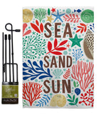 Sea Sand Sun - Nautical Coastal Vertical Impressions Decorative Flags HG107065 Made In USA