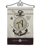 Nautical A Initial - Nautical Coastal Vertical Impressions Decorative Flags HG130183 Made In USA