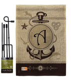 Nautical A Initial - Nautical Coastal Vertical Impressions Decorative Flags HG130183 Made In USA