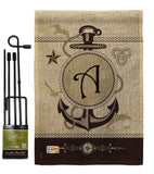 Nautical A Initial - Nautical Coastal Vertical Impressions Decorative Flags HG130183 Made In USA