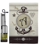 Nautical A Initial - Nautical Coastal Vertical Impressions Decorative Flags HG130183 Made In USA