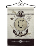 Nautical C Initial - Nautical Coastal Vertical Impressions Decorative Flags HG130185 Made In USA