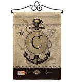 Nautical C Initial - Nautical Coastal Vertical Impressions Decorative Flags HG130185 Made In USA