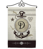 Nautical D Initial - Nautical Coastal Vertical Impressions Decorative Flags HG130186 Made In USA